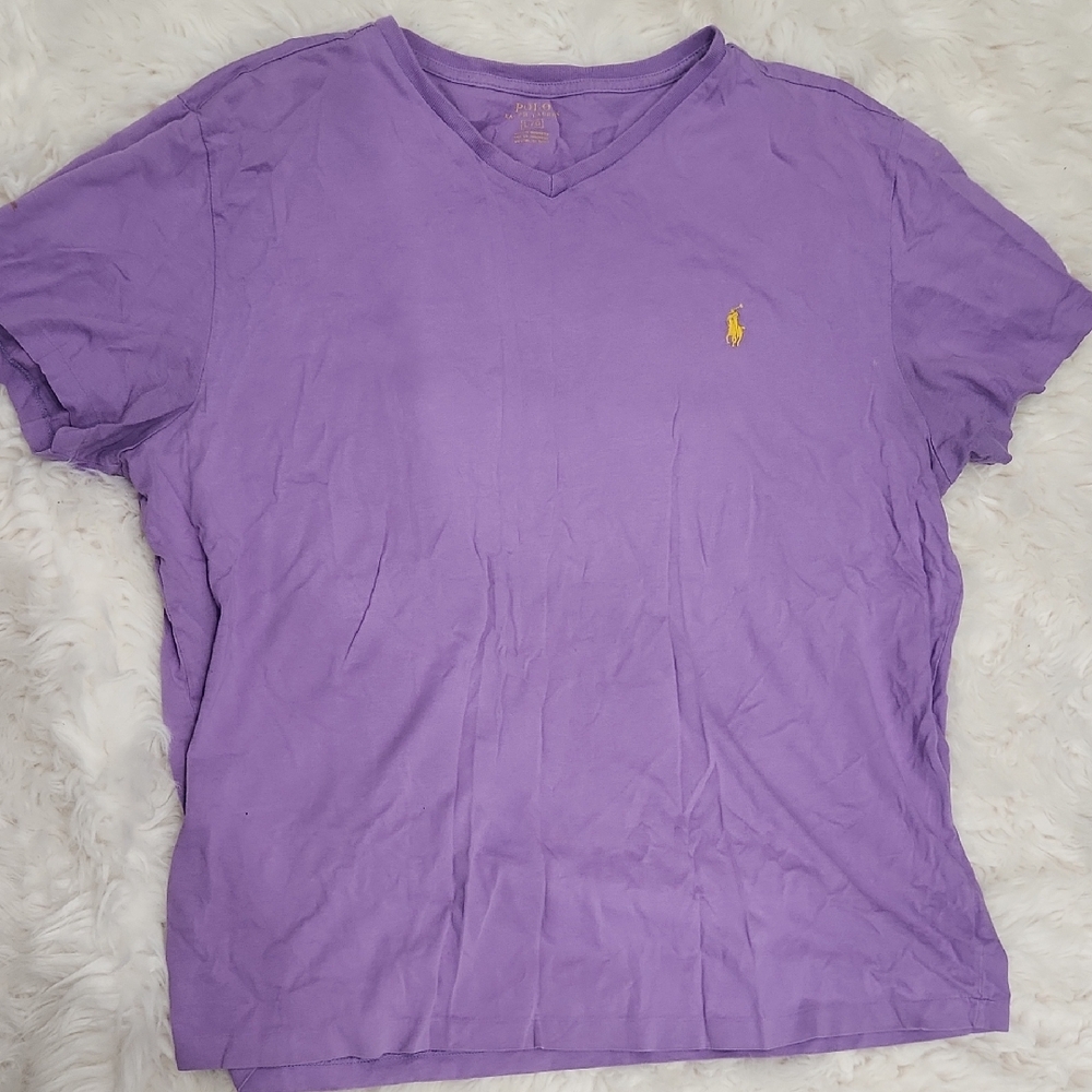 Polo by Ralph Lauren Purple V-Neck Tee